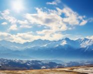 A mountain range in the distance