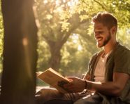 Person people watching on a park bench