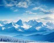 Towering peaks against a blue sky