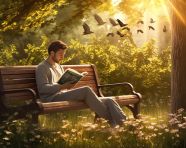 Man enjoying the sun on a park bench