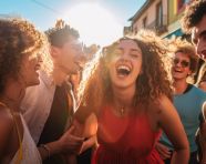 Group of friends having fun in the city