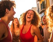 Group of friends celebrating life