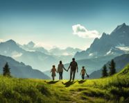 Hiking in the mountains is a great way to spend time with family