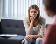 Woman shares her thoughts with therapist