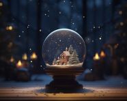 On top of the table there is a christmas snow globe