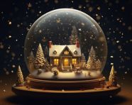 Christmas snow globe on table