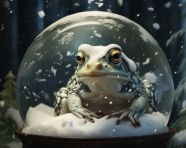 Frog in a winter wonderland
