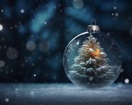 Christmas tree in snowy forest