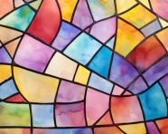 Modern abstract watercolor stained glass