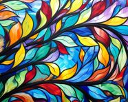 Colorful abstract swirl with flowers