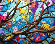 Abstract artwork bursting with color