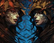 Portrait of a woman with plants