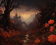 Medieval fantasy flower garden