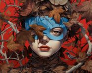 Young girl with leaves in her hair