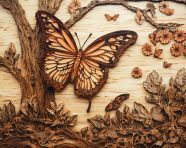 A photo of a butterflies pyrography craft