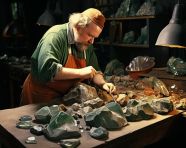 Gemstone cutter at work