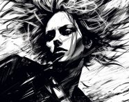 Black and white woman hair portrait