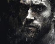 Man face black and white drawing