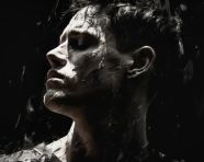 Black and white man face illustration