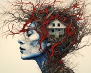 Woman's head in branches