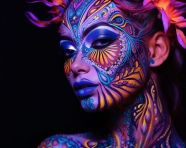Neon glowing face painting
