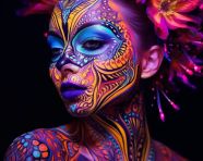 Little girl with glowing face paint