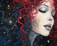 Woman face in stardust