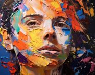 Child painting face with paint