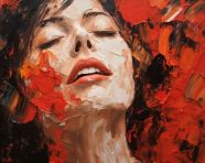Painting of woman with closed eyes