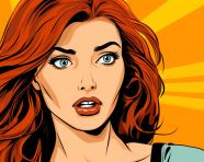 Pop art female in indulgently stylish pose