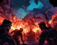 Comic book action scene