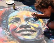 Chalk drawing of a city