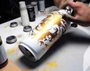 Aerosol paint sprayed on canvas