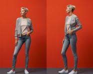 Normcore fashion model posing