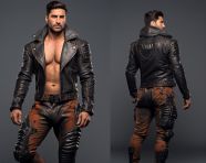 Biker fashion model in studio