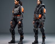 Full body techwear fashion model