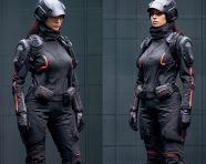 Techwear fashion model in action