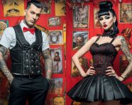 Psychobilly fashion model pose