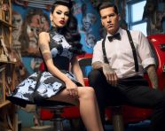 Full body psychobilly fashion model
