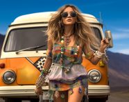 Bohemian woman in full body fashion photo