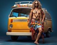 Hippie girl in full body fashion photo