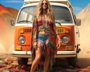 Full body hippie fashion photo