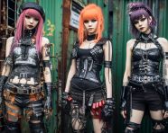 Four cybergoth women