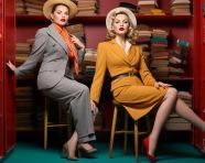 1940s fashion model in dress photo