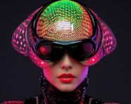 Woman with neon eyes