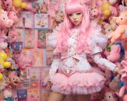 Fairy kei fashion model sitting