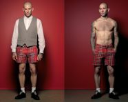 Full body skinhead fashion model