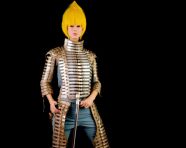 Punk fashion model in fierce pose