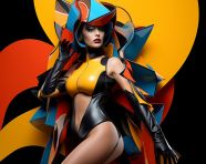 Fashion model in avant garde outfit