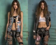 Grunge fashion model in denim